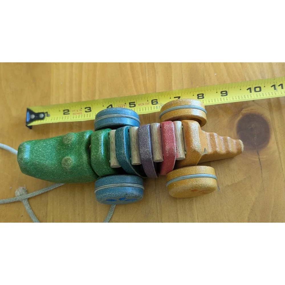PlanToys Dancing Alligator Wooden Pull Toy Rainbow Sustainable PlanWood 5105